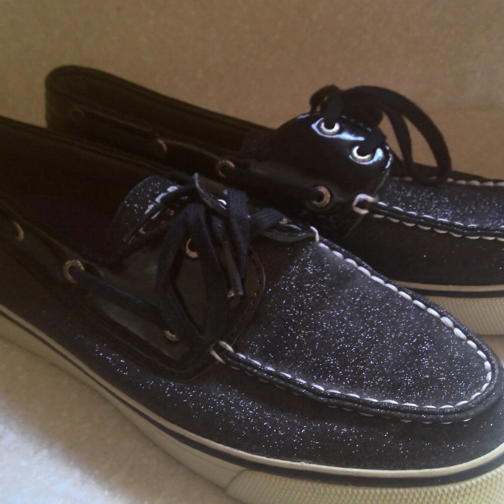 SPERRY TOP SIDE BLUE SPARKLE BLING WOMENS SHOE -8.5m